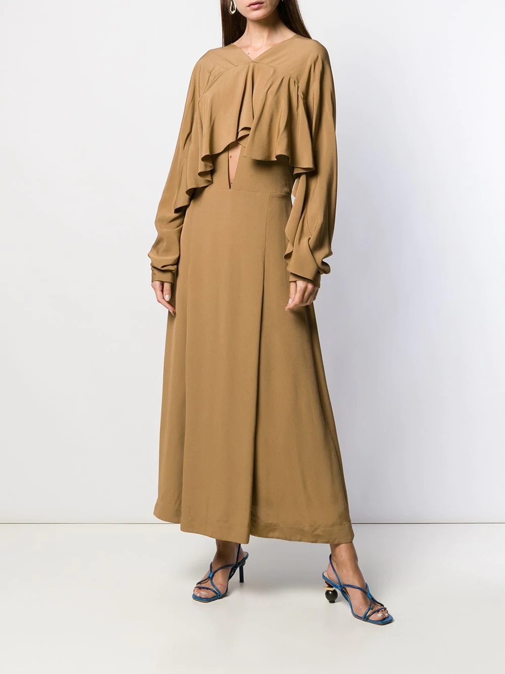 long-sleeved draped dress - 2