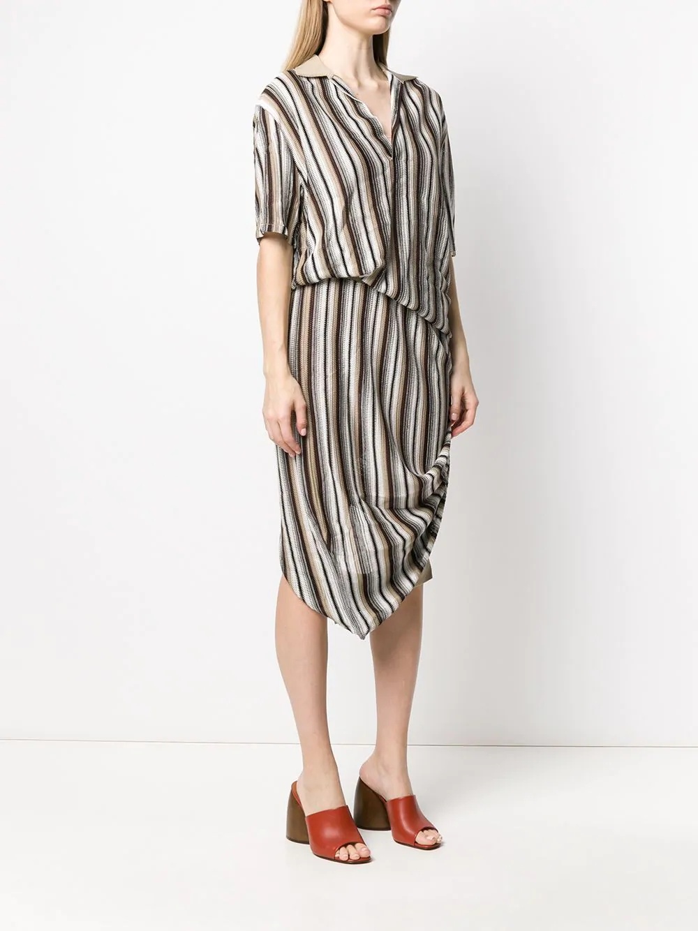 striped openwork detailed knit dress - 3