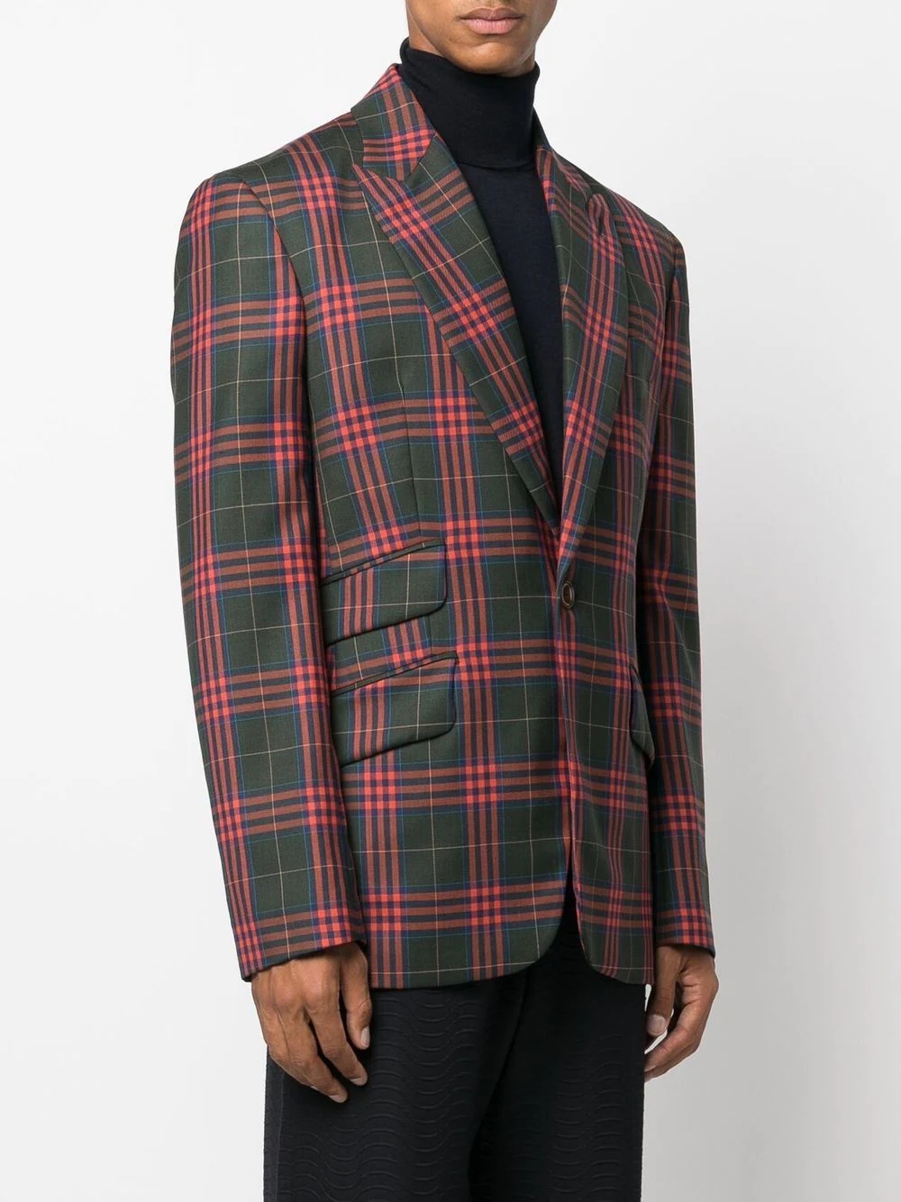 checked virgin wool blazer - 3