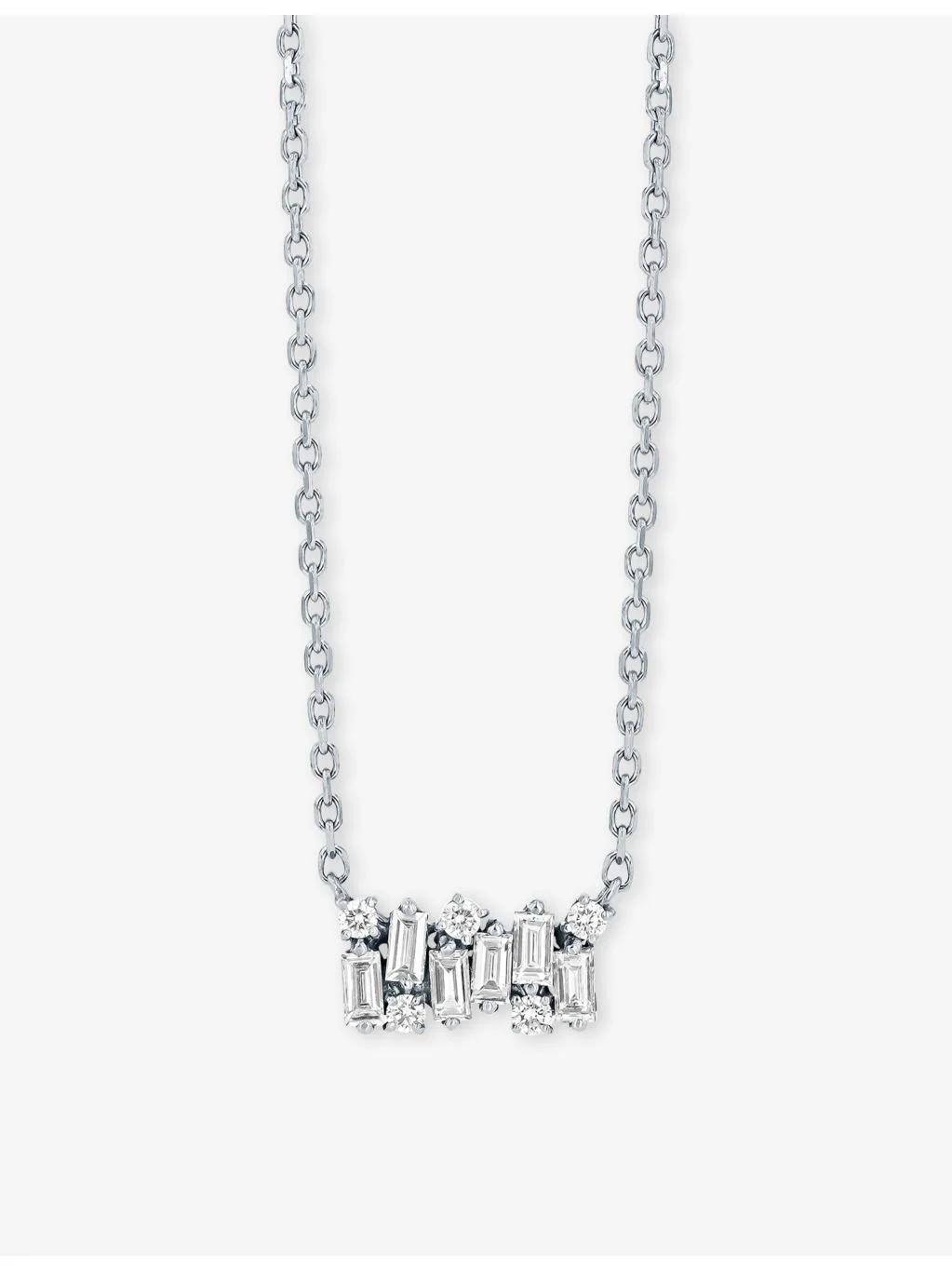 Shimmer Small 18ct white-gold, 0.27ct baguette-cut diamond and 0.06ct brilliant-cut diamond necklace - 1