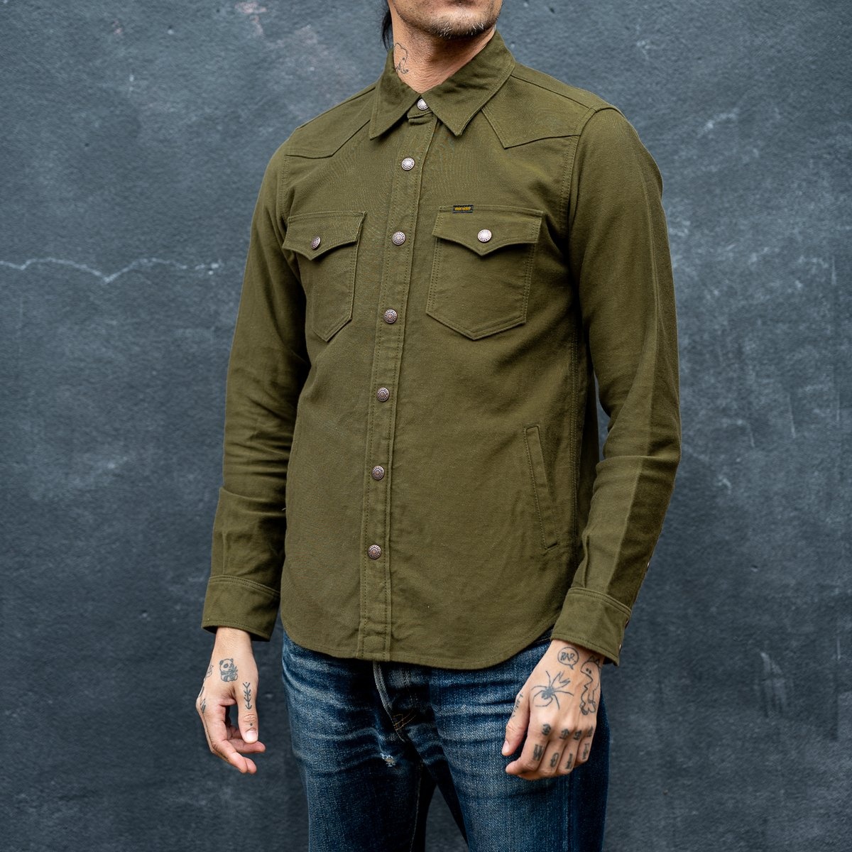 IHSH-331-ODG 12oz Moleskin CPO Shirt - Olive - 4