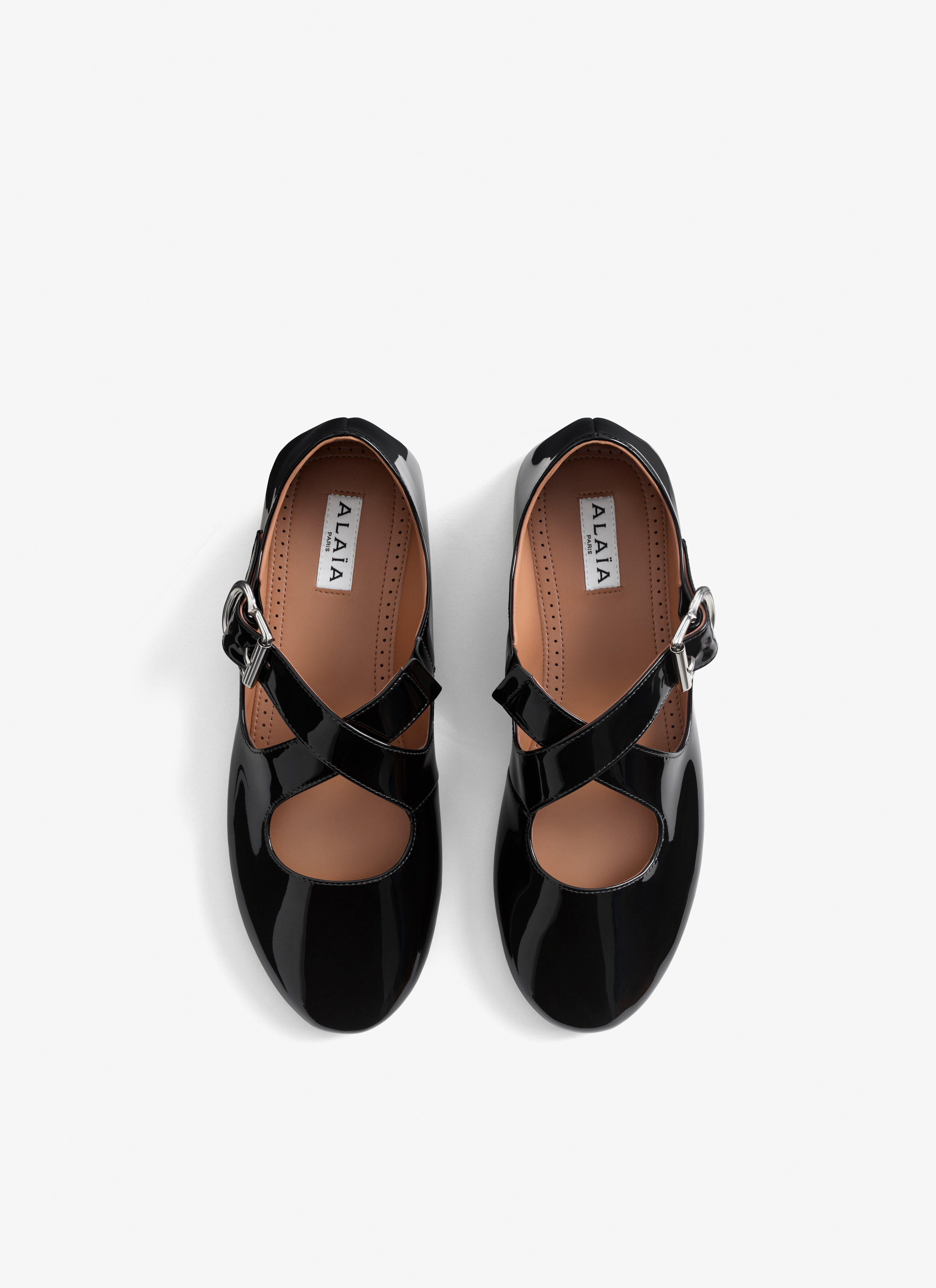 CRISS CROSS BALLET FLATS IN PATENT CALFSKIN - 3