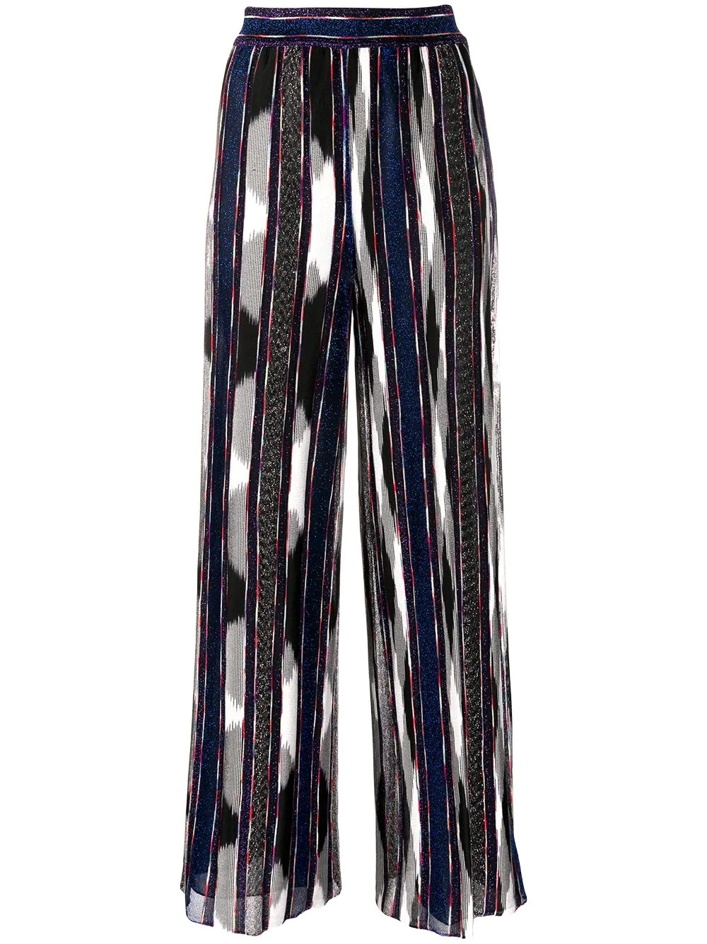 high-waisted silk stripe trousers - 1