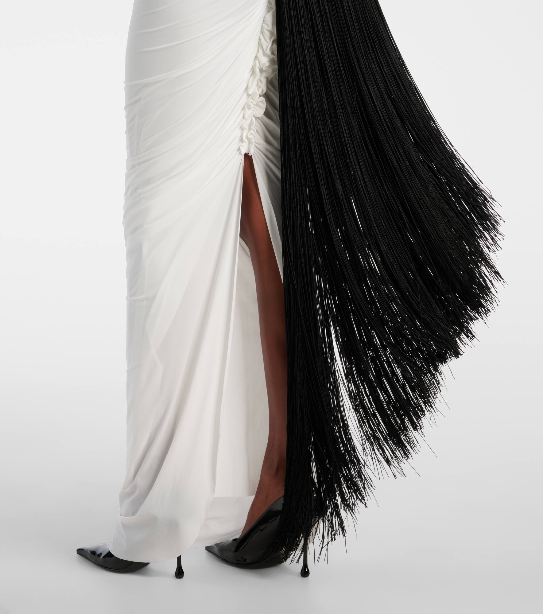 Fringed ruched jersey maxi dress - 5