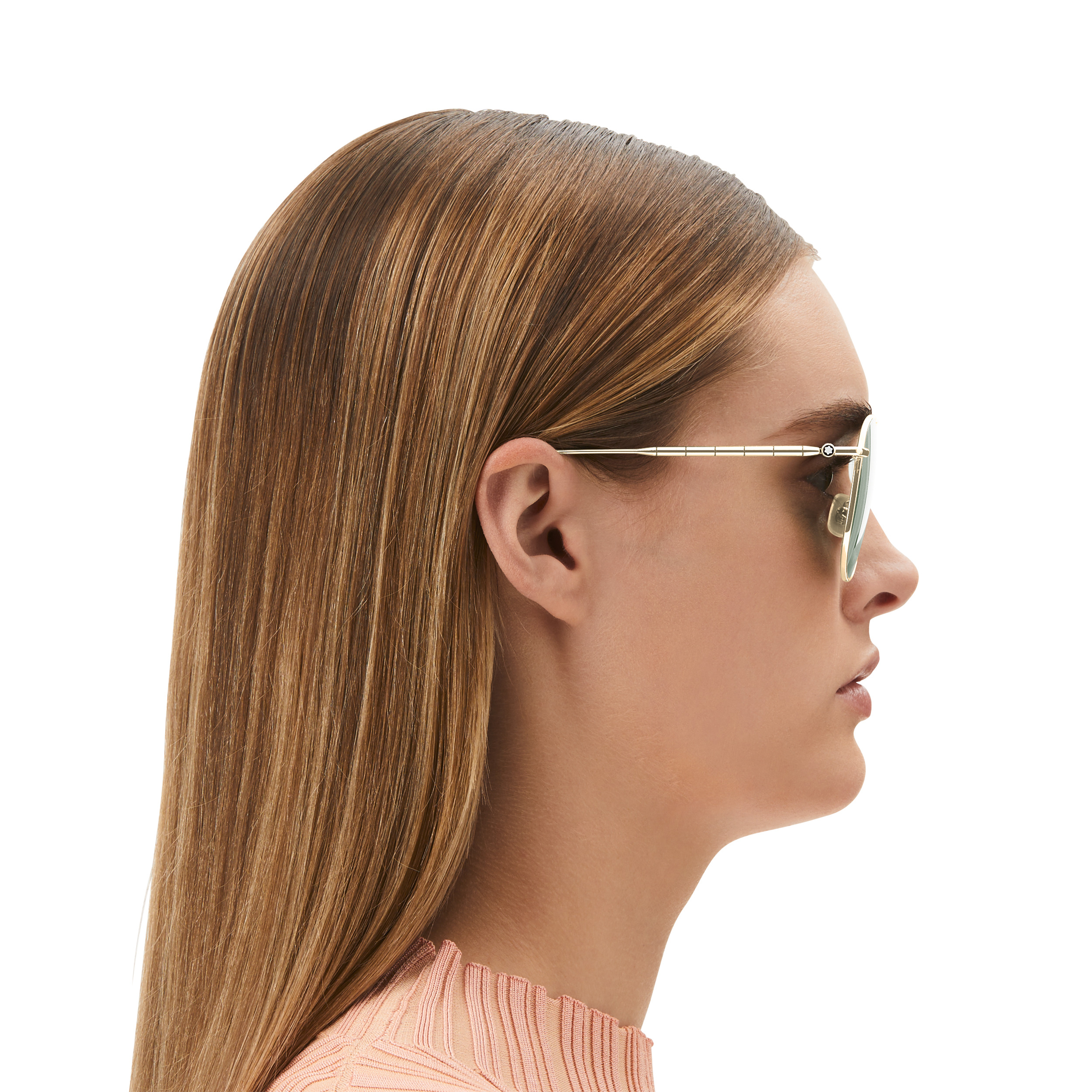 Squared Sunglasses with Gold Colored Metal Frame - 6