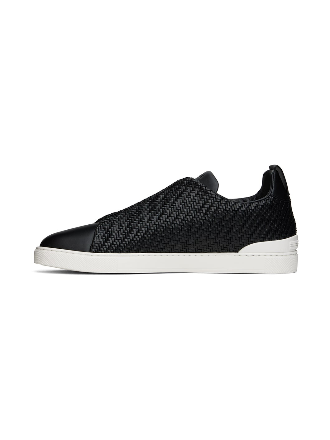 Black Pelletessuta Leather Triple Stitch Sneakers - 3