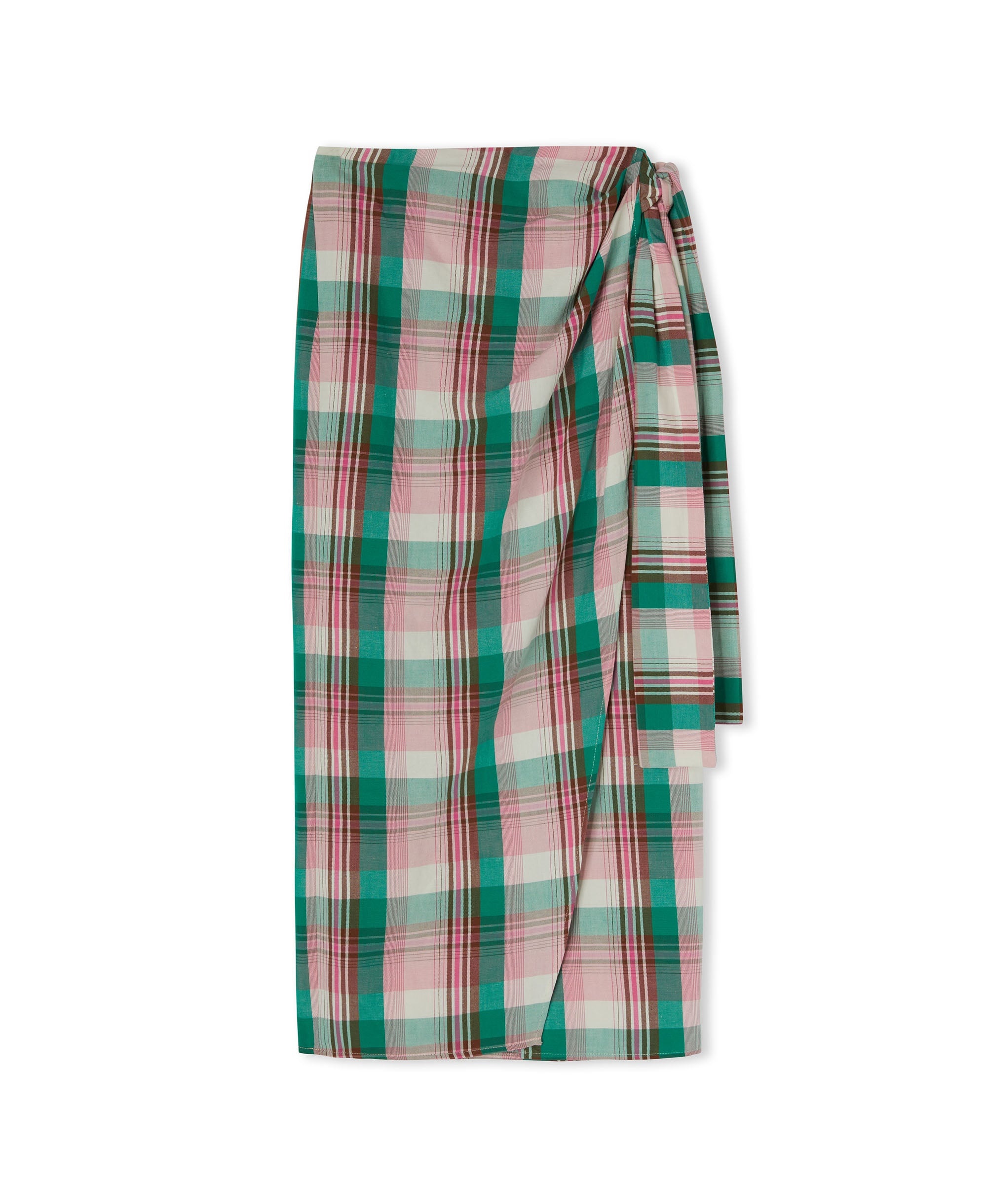 Madras linen midi skirt with wrap design - 2