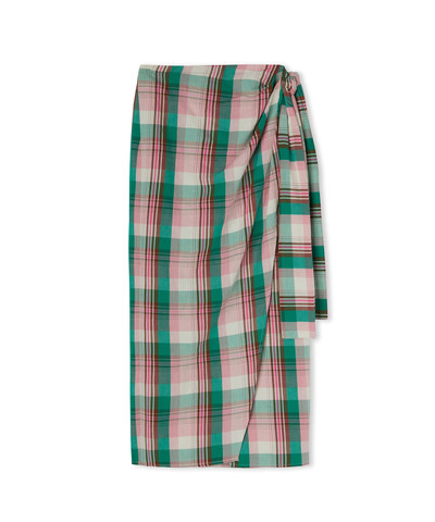 MSGM Madras linen midi skirt with wrap design outlook