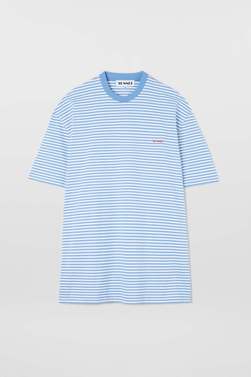 SUNNEI MEGA OVER T-SHIRT / azure & optical white stripes outlook