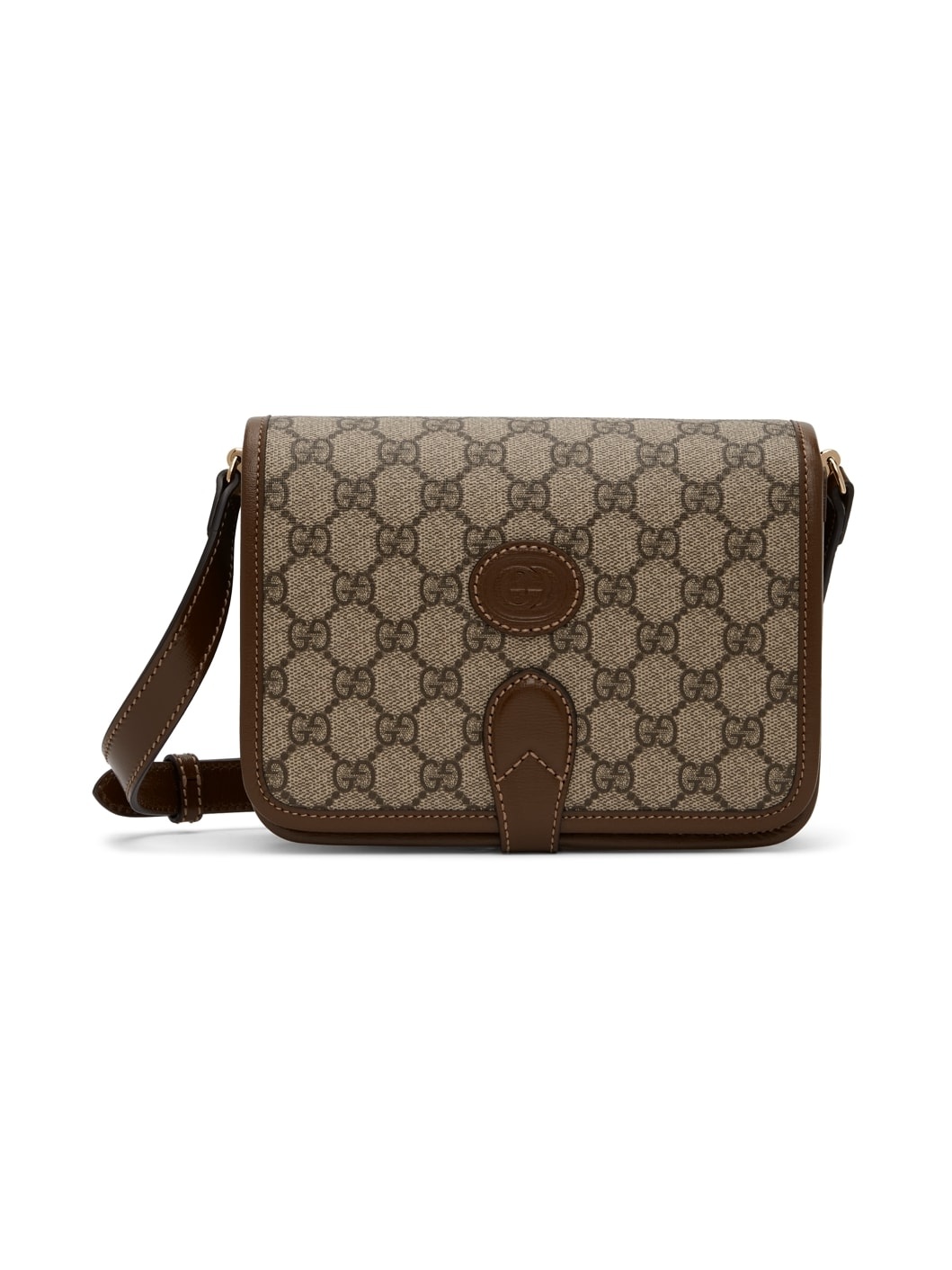 Beige & Brown GG Supreme Mini Shoulder Bag - 1