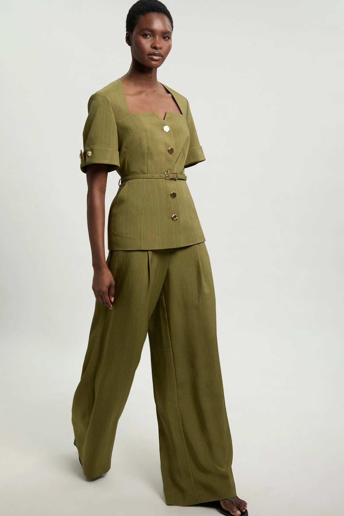 Viscose Blend Wide Leg Tailored Trouser - 1