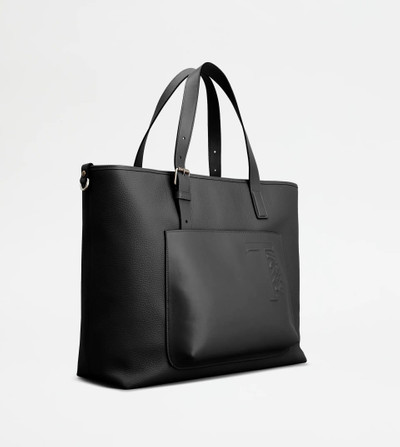 Tod's TOD'S SHOPPING BAG IN LEATHER MEDIUM - BLACK outlook