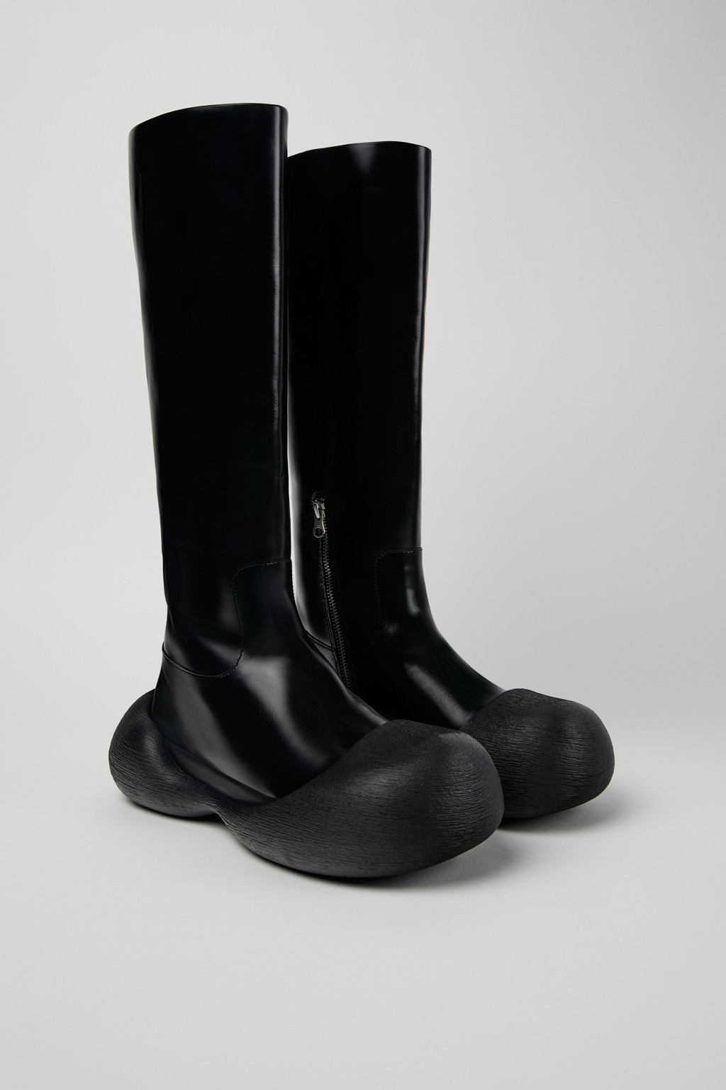 Black Leather Knee-High Boots - 2