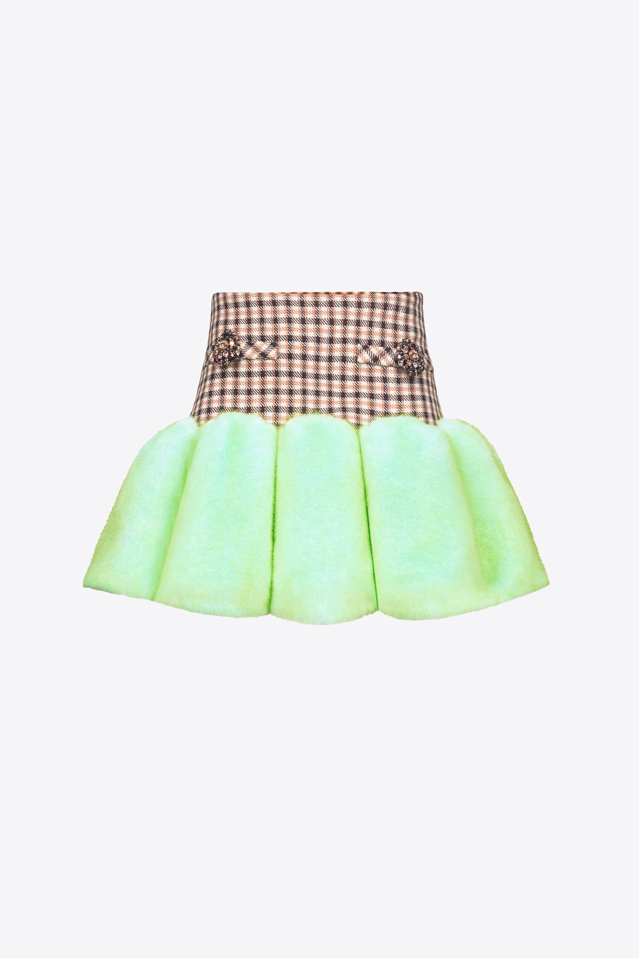 FAUX FUR GODET MINI SKIRT - 1
