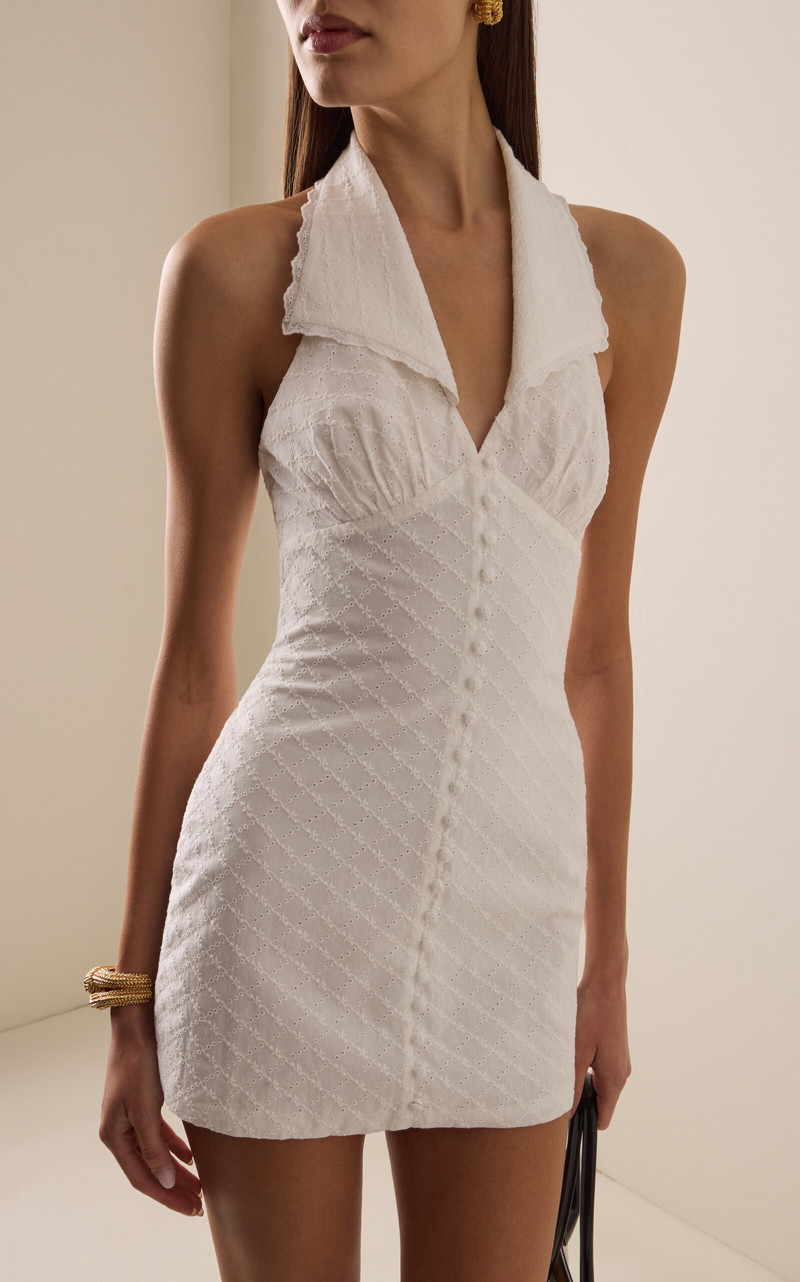 Mirror Palais Collared Cotton Mini Dress white outlook