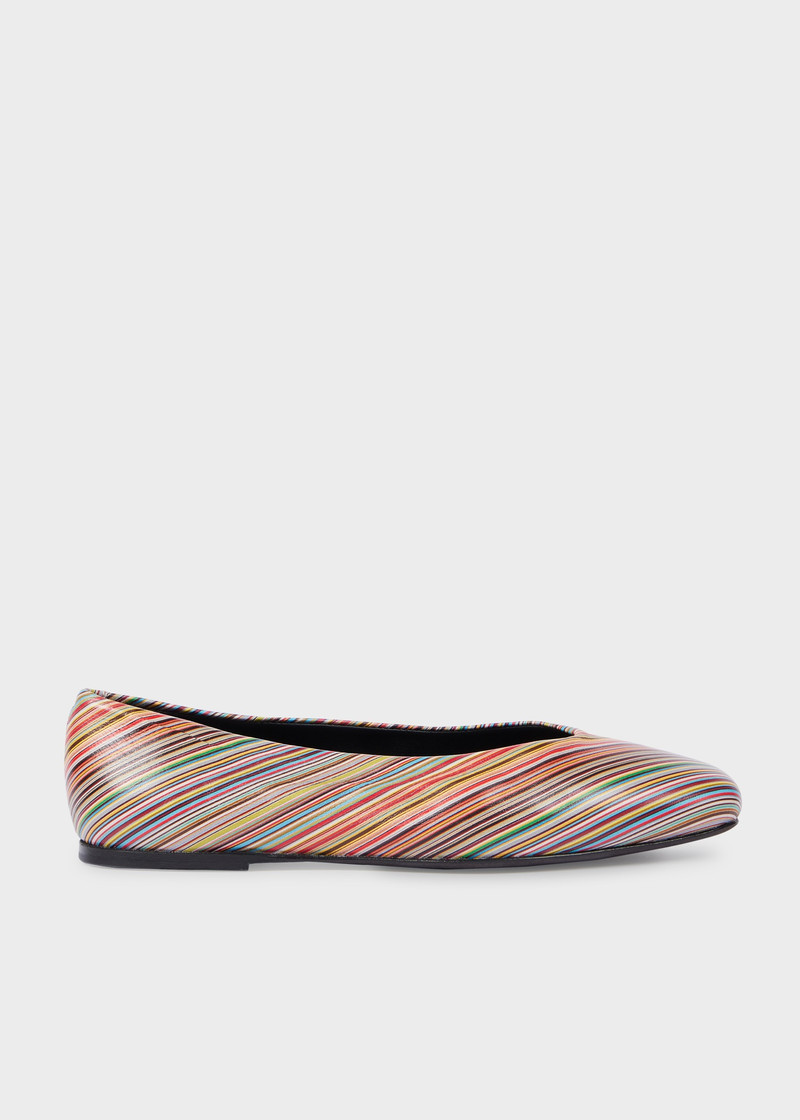 Women's Signature Stripe Leather 'Topanga' Ballet Flats 1