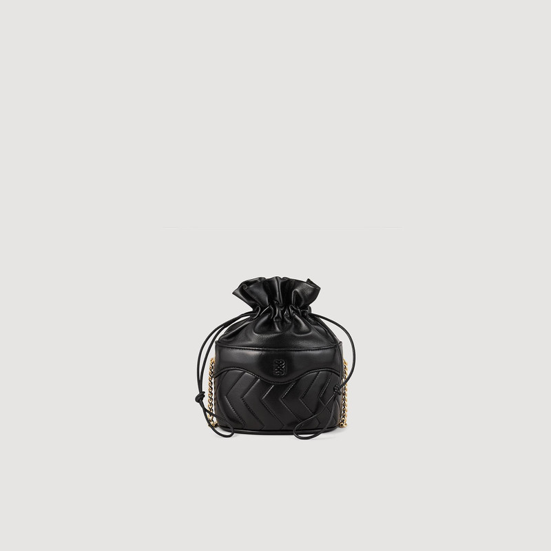 Sandro LE BONBON QUILT LEATHER BUCKET BAG outlook