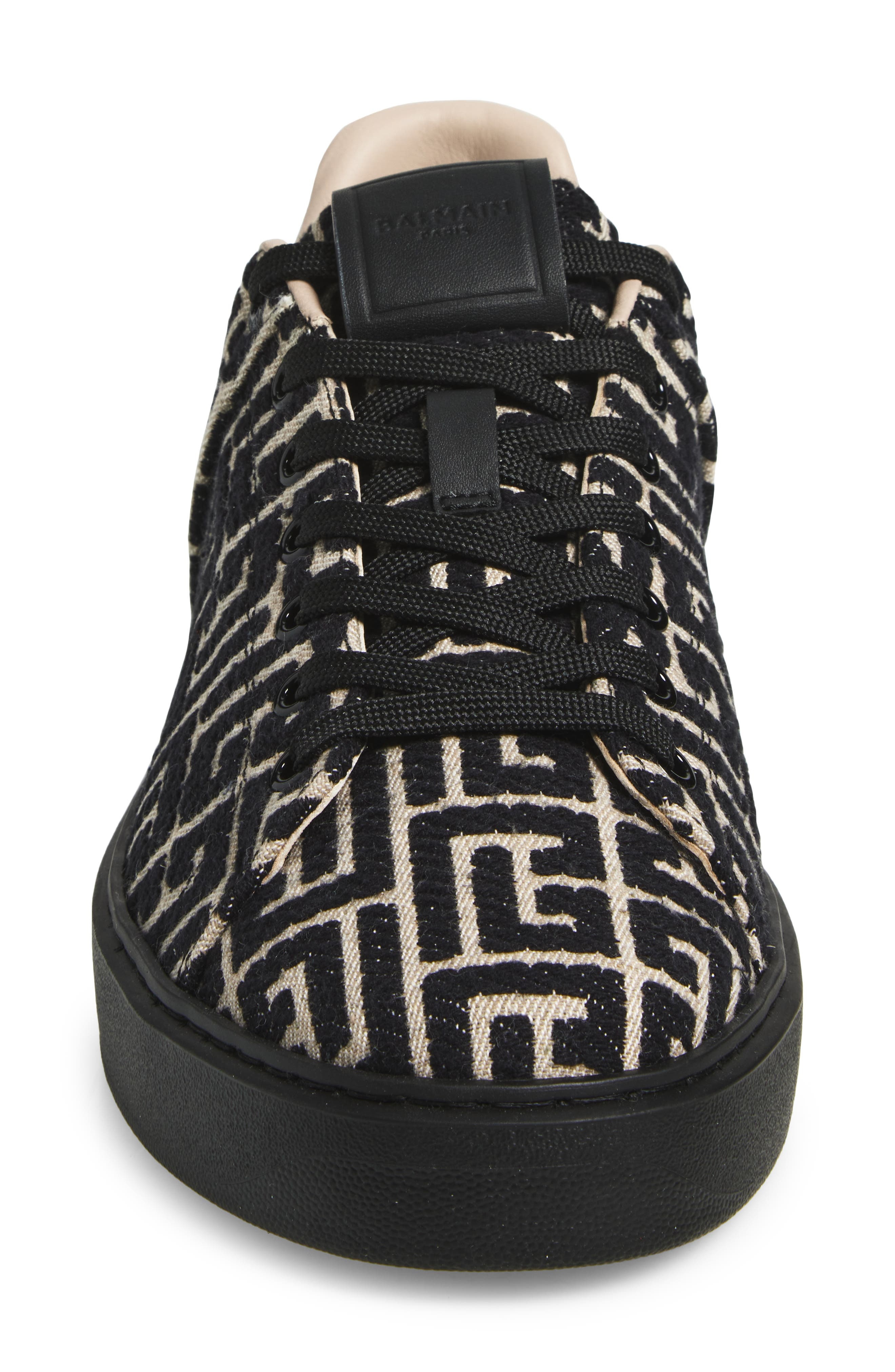 Balmain B-Court Monogram Jacquard Low Top Sneaker in Edk Black/Ivory at Nordstrom - 4