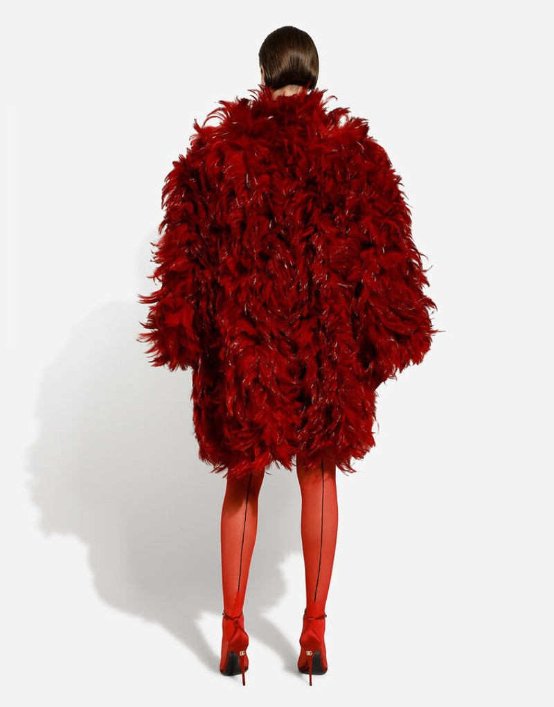 Organza coat with rooster feather embellishment 4
