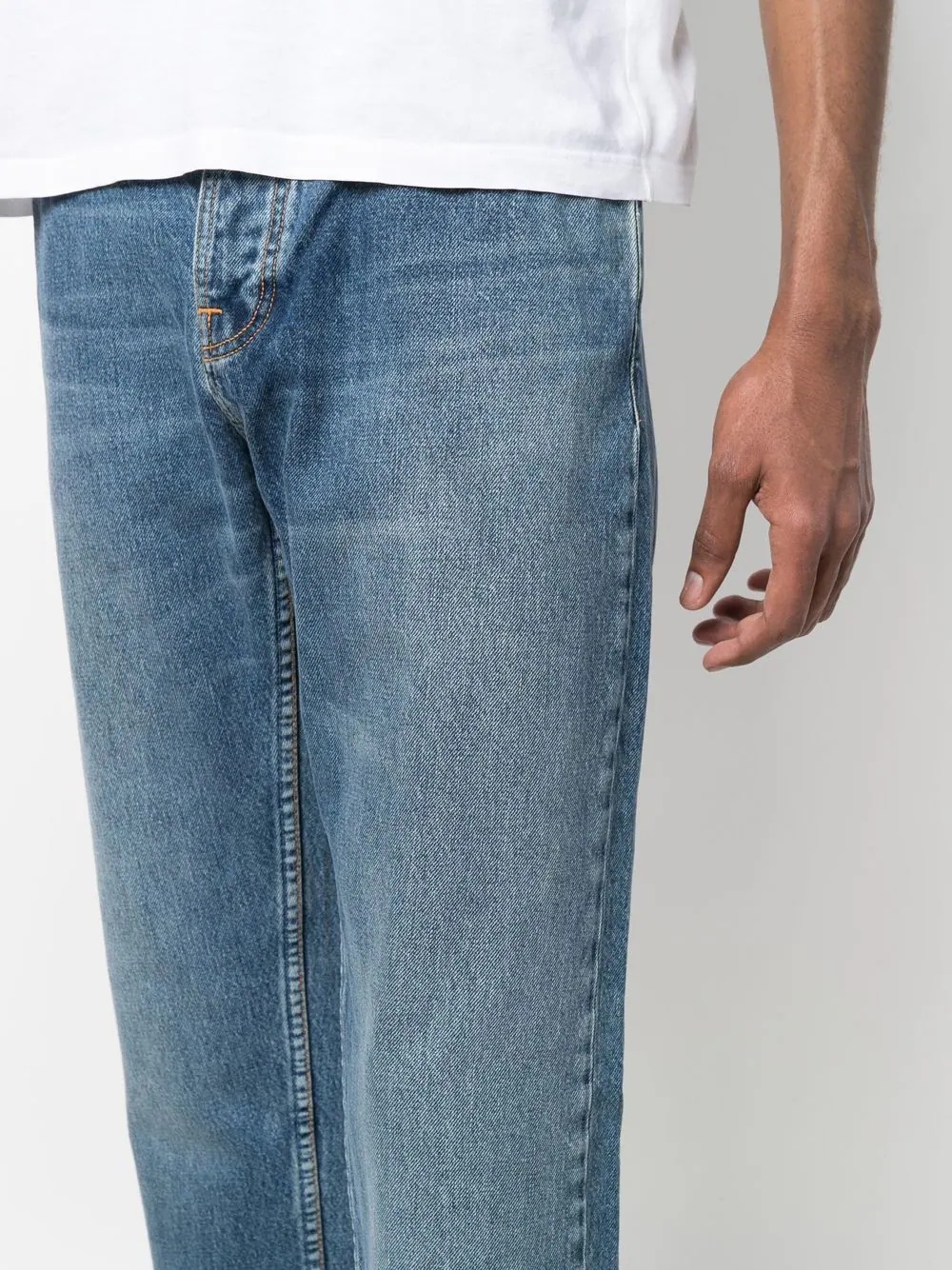 stonewashed straight-leg jeans - 5