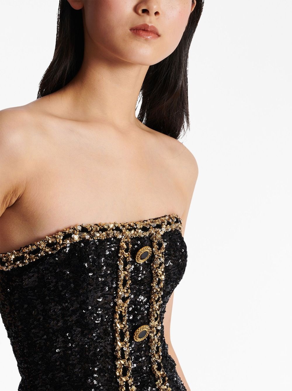sequin-embellishment bustier minidress - 7