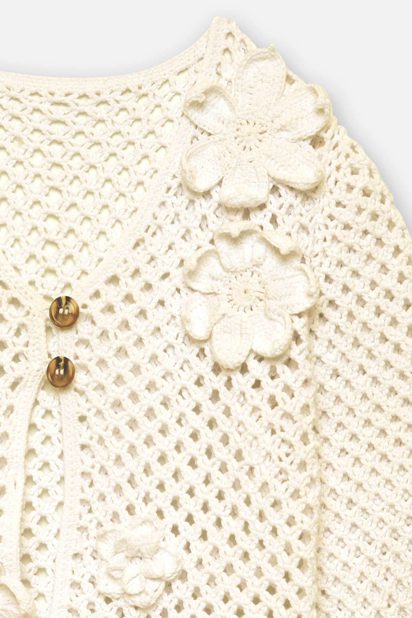 FLORAL LACE CROCHET CARDIGAN - 5
