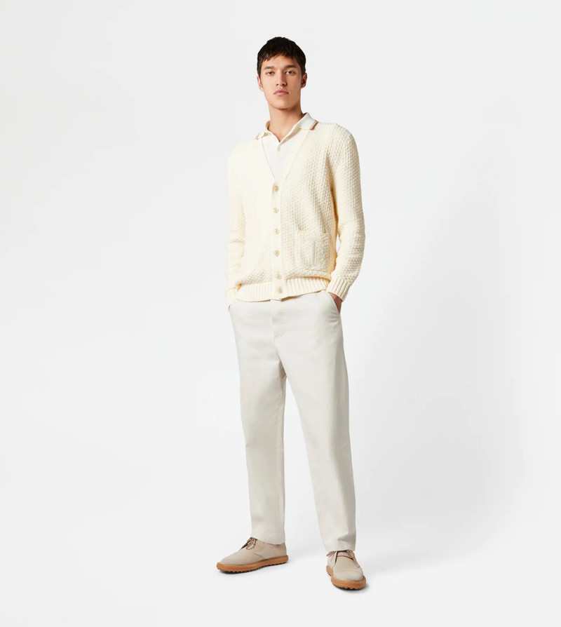 Tod's CARDIGAN IN MAXI PIQUET - OFF WHITE outlook