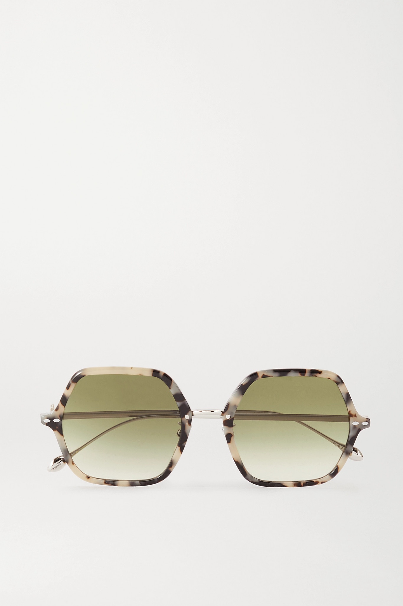 Hexagon-frame tortoiseshell acetate and silver-tone sunglasses - 1