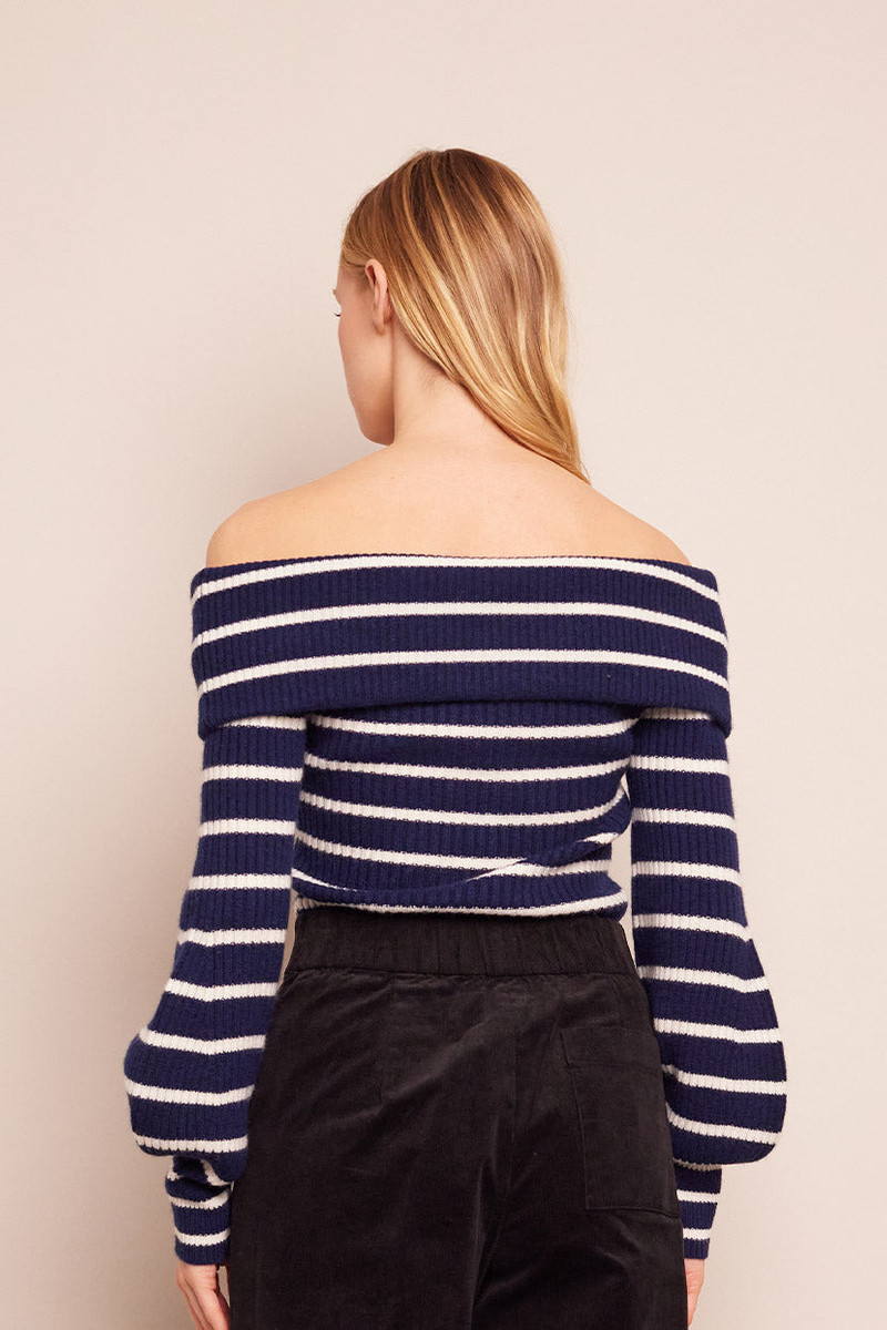 Salma Top Effortlessly Chic: Off-the-Shoulder Cashmere Blend Sweater with a Twist 3