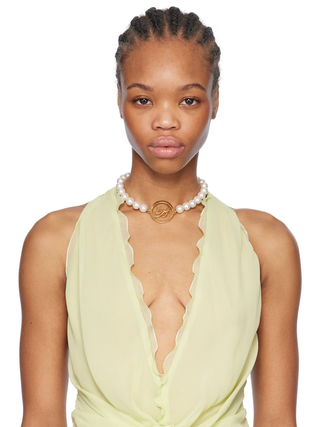 White & Gold Faux-Pearl Choker - 2