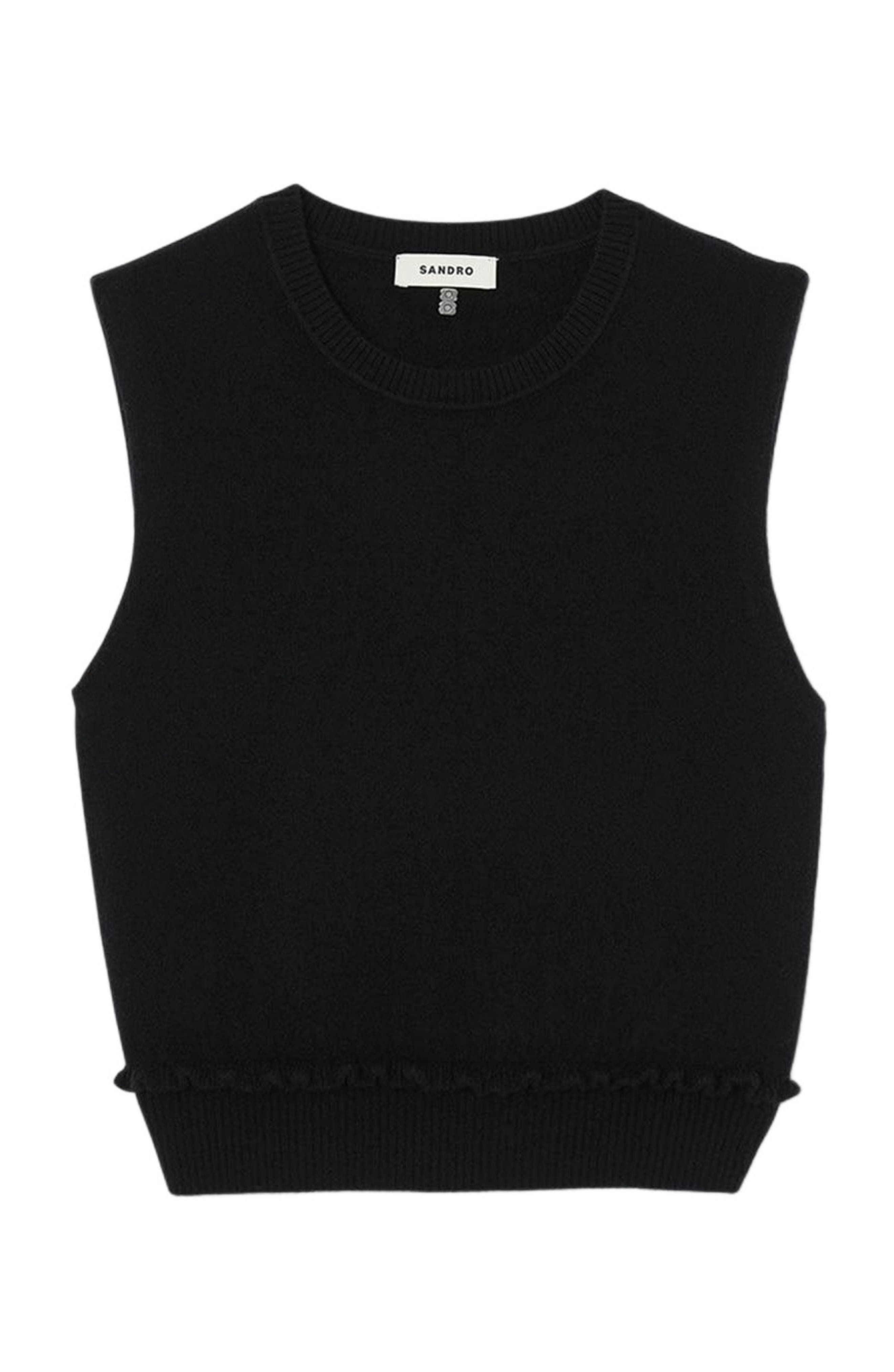 SANDRO Ruffled cropped sweater in Black at Nordstrom - 5