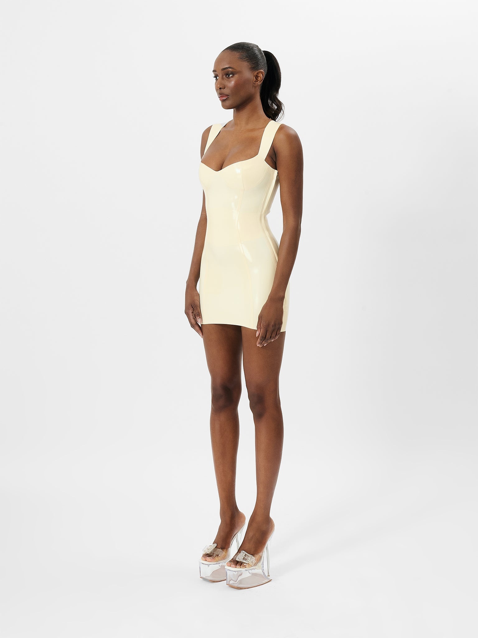 HOLLYWOOD LATEX DRESS WHITE - 5