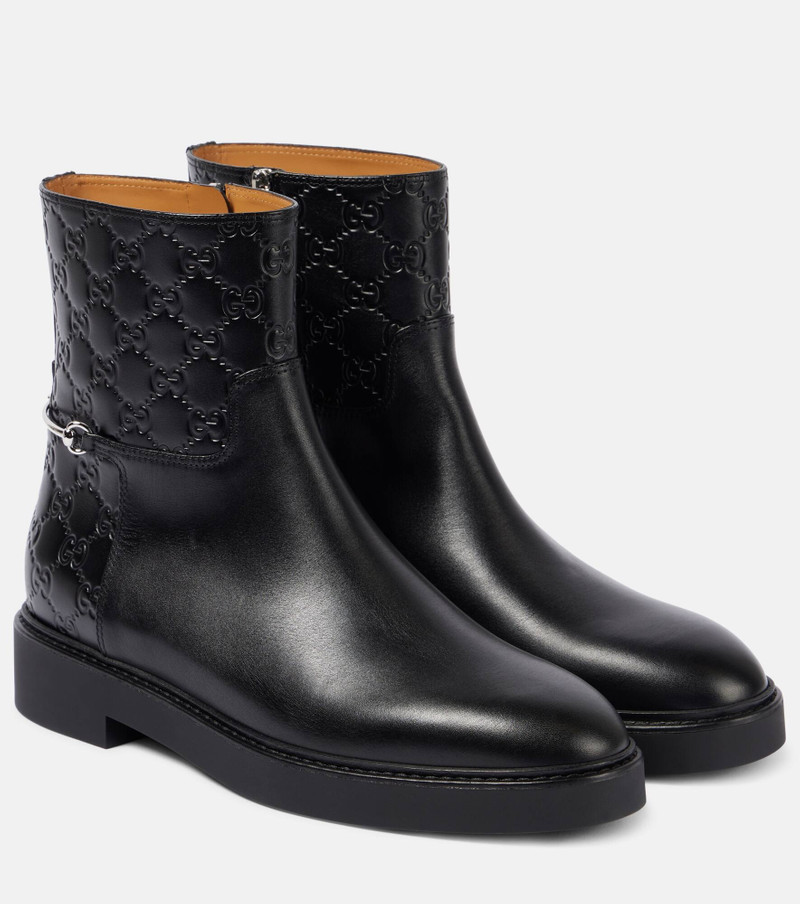Horsebit GG leather ankle boots - 1