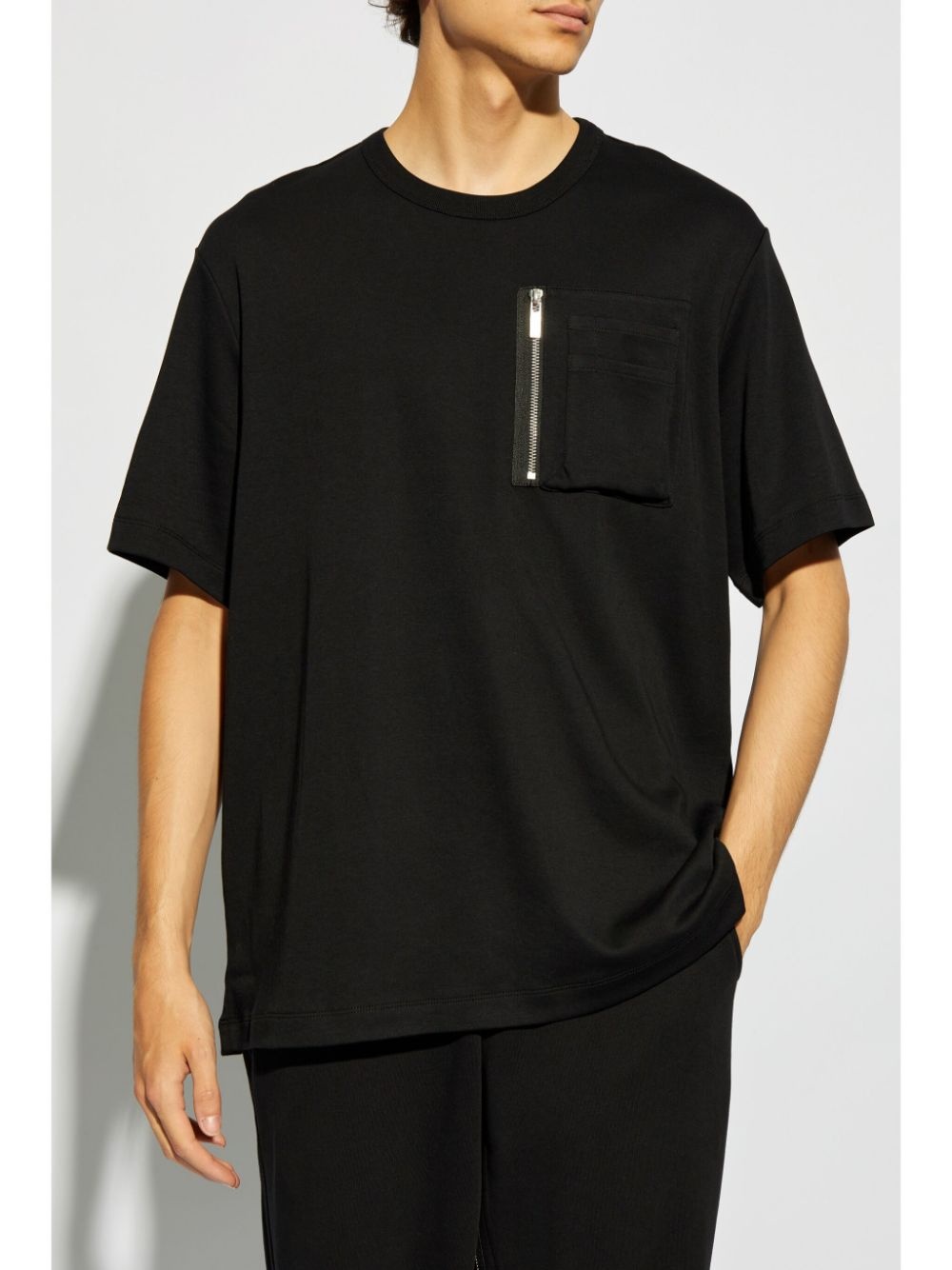 zip pocket cotton T-shirt - 3