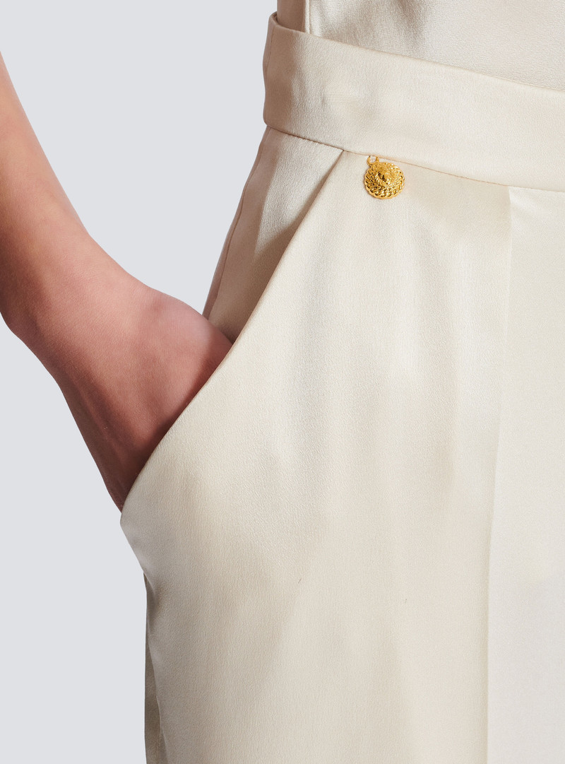 High-waisted silk trousers 6