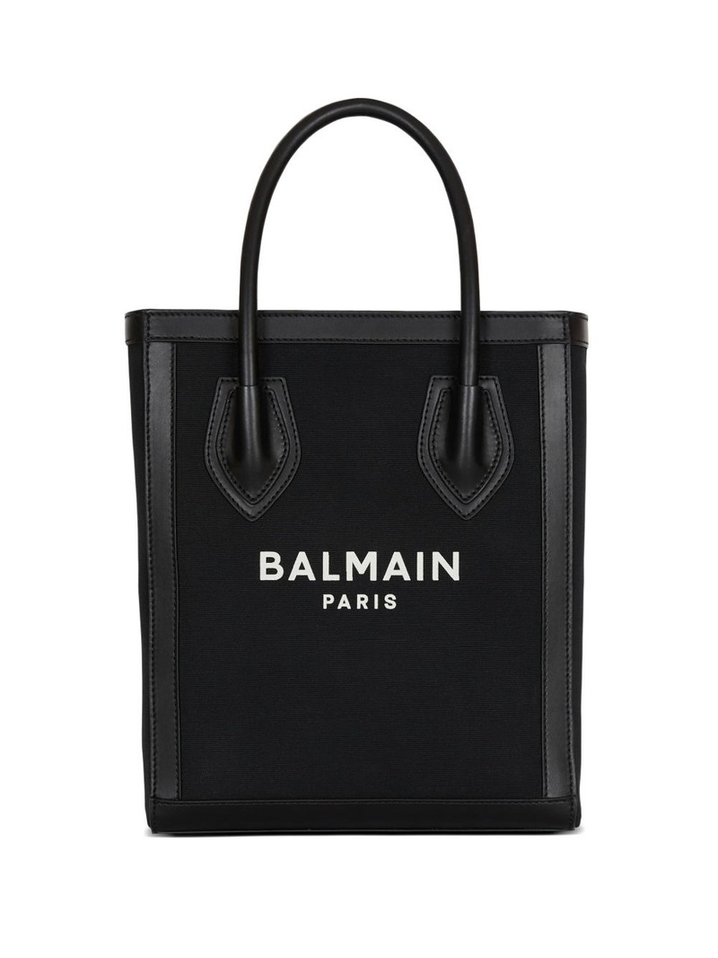 leather-trimmed canvas tote bag 1