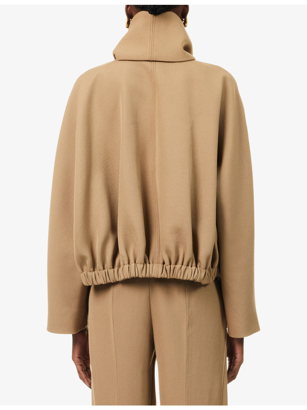Oversized Roll-Collar Wool Bomber Jacket - 4
