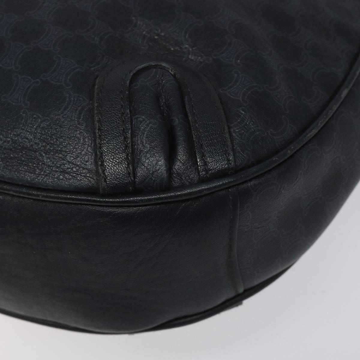 CELINE Macadam Canvas Shoulder Bag Leather Navy Gold - 10