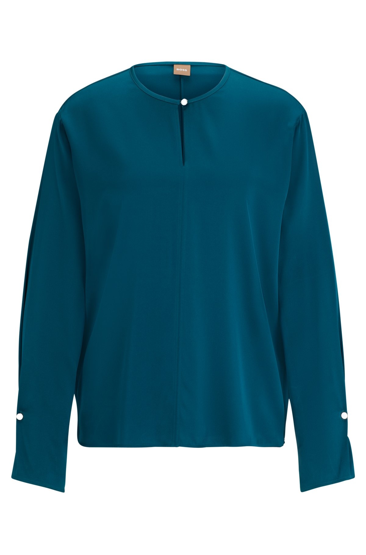 RELAXED-FIT BLOUSE IN STRETCH SILK WITH KEYHOLE CLOSURE - 1