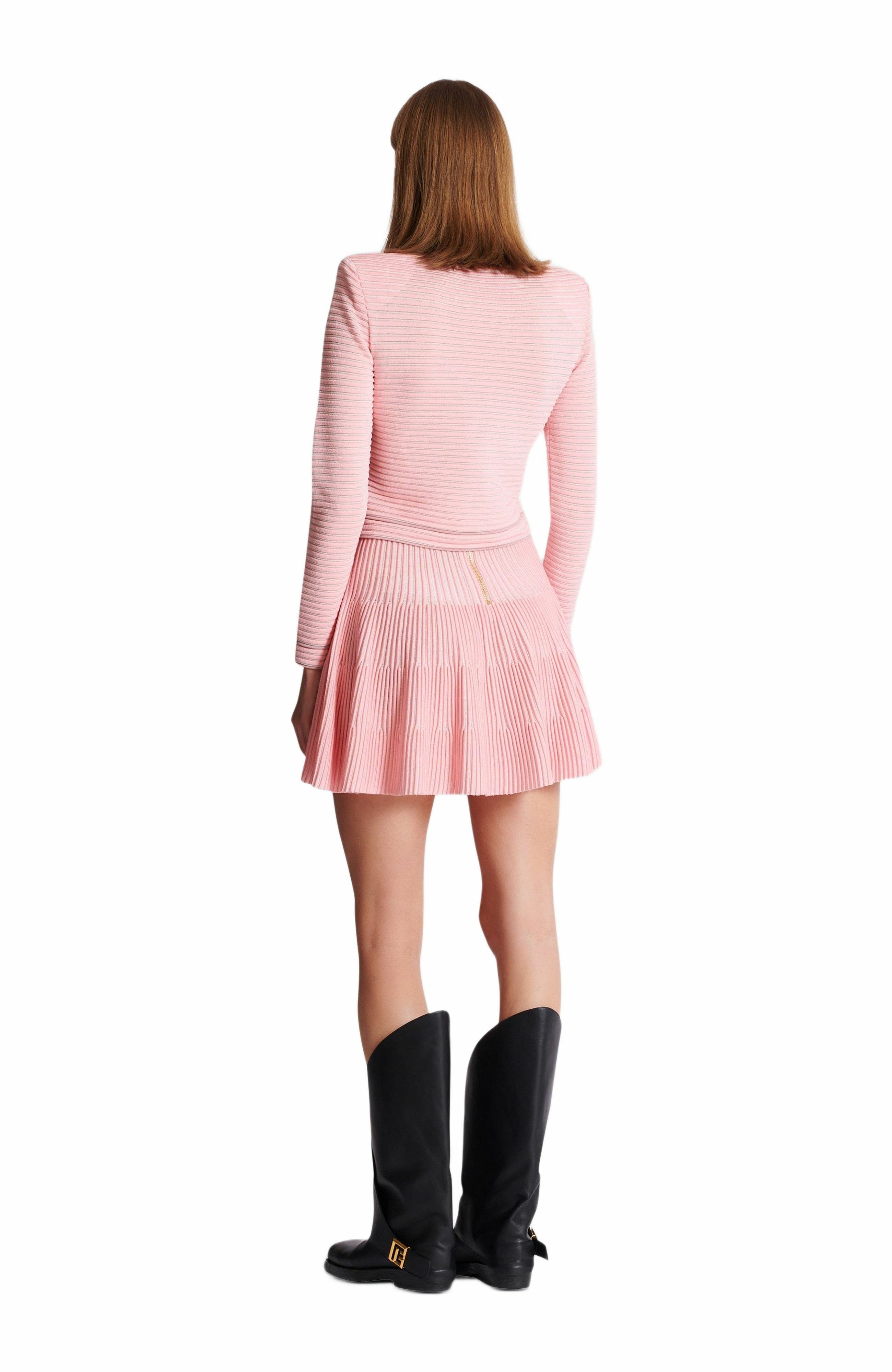 Balmain Long-sleeved textured knit cardigan in Pink at Nordstrom - 3