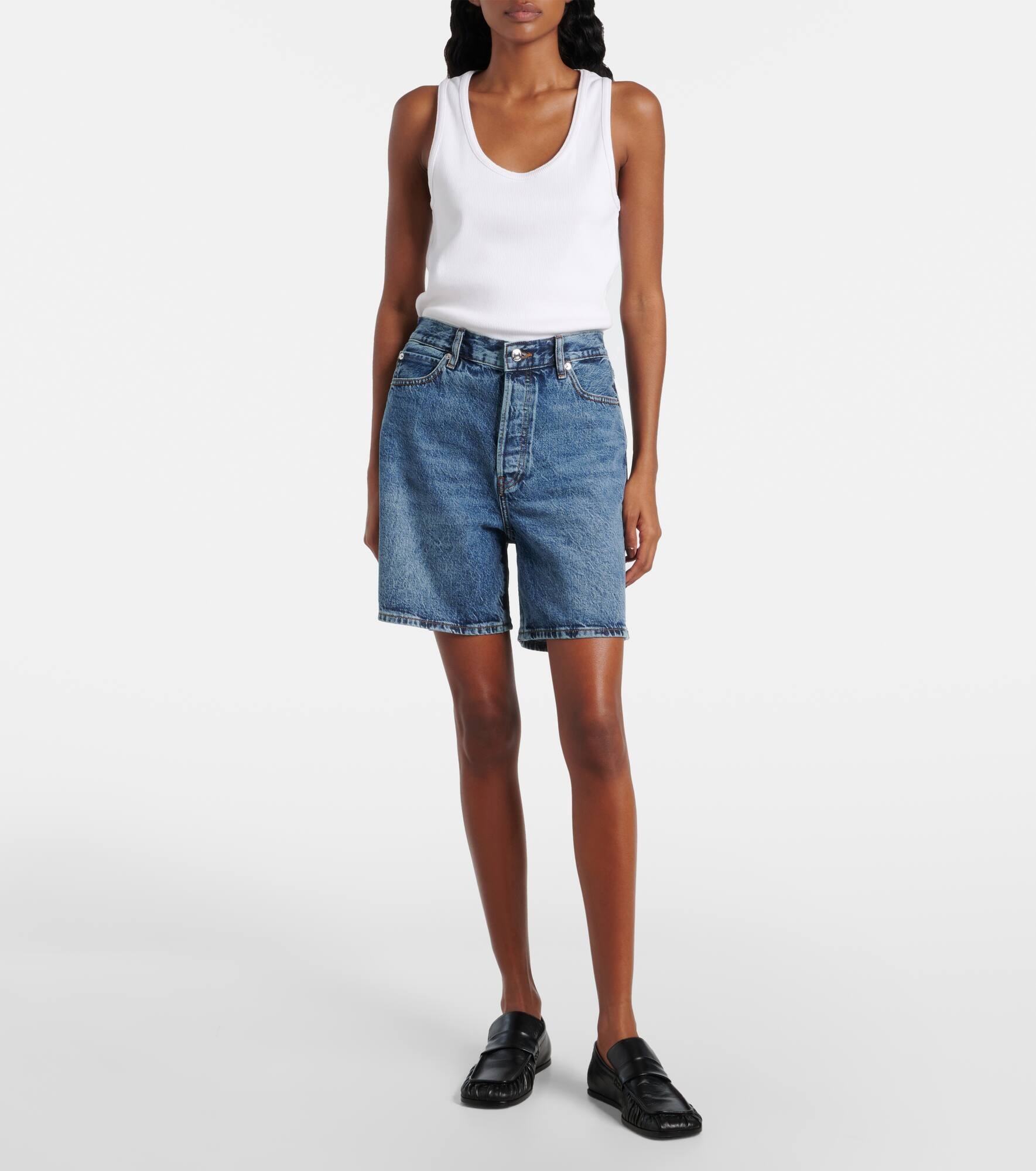 High-rise denim shorts - 6