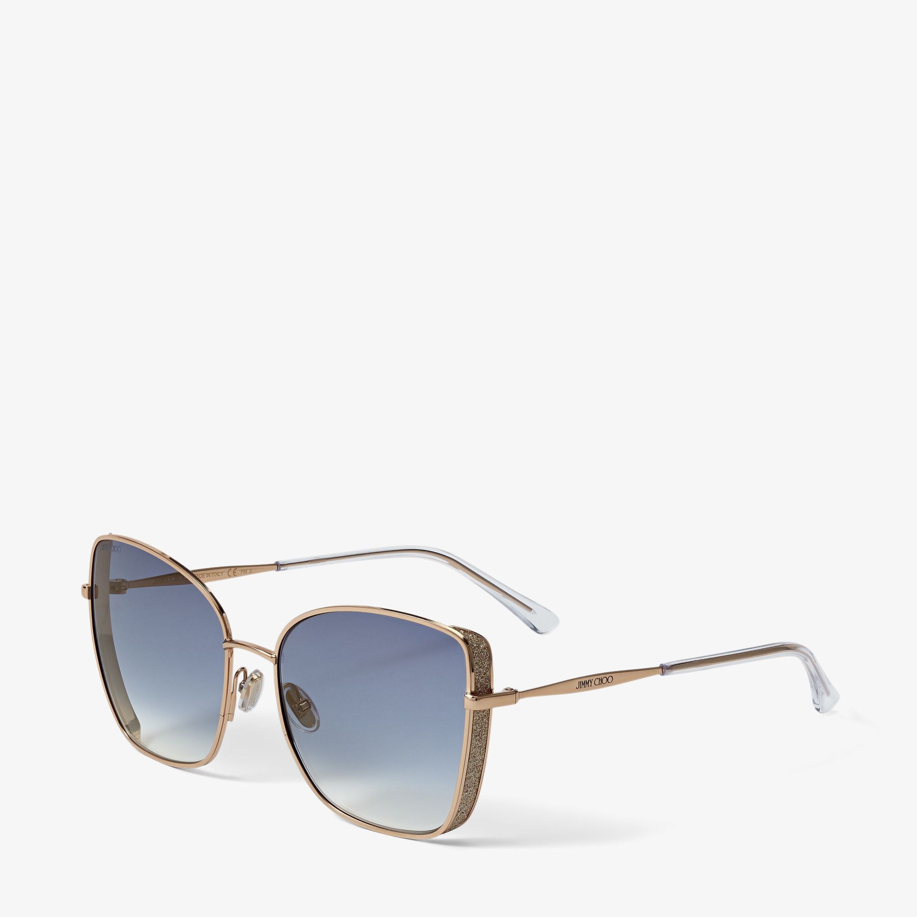 Alexis
Rose Gold Square-Frame Sunglasses with Glitter Fabric - 3