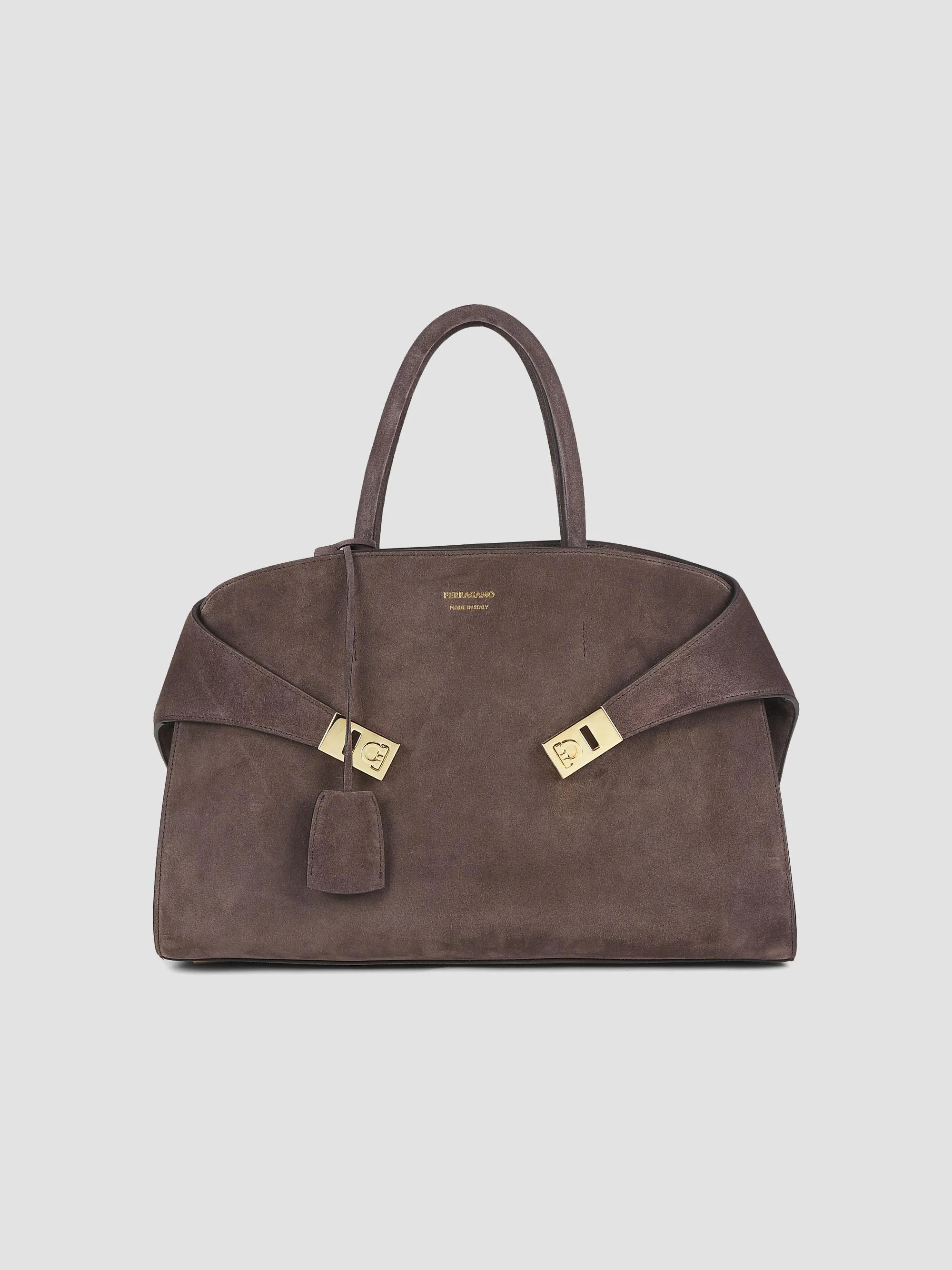 Women's Large Hug Suede Top Handle Bag - Testa Di Moro - 1