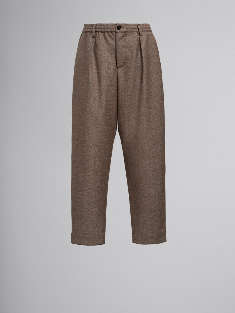 LIGHT BROWN WOOL CROPPED PANTS - 1