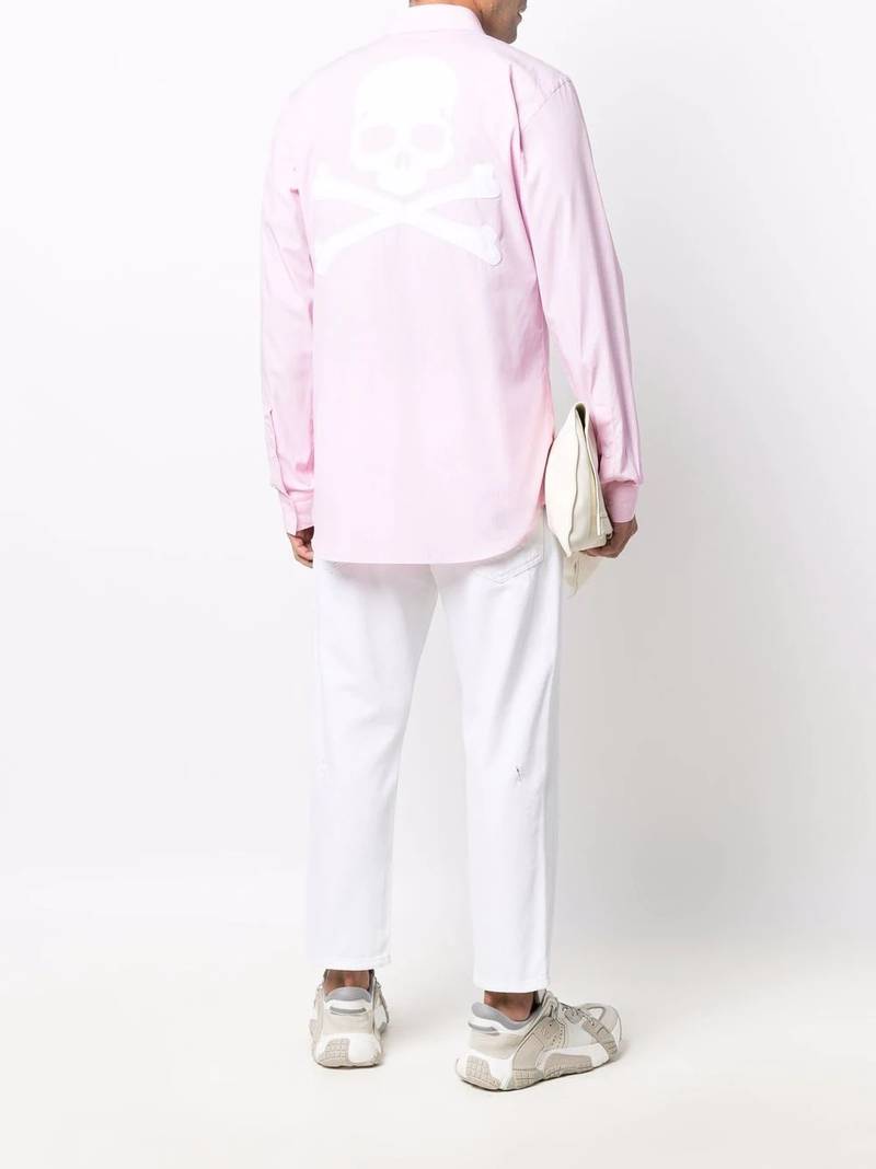 PHILIPP PLEIN skull-print striped shirt outlook