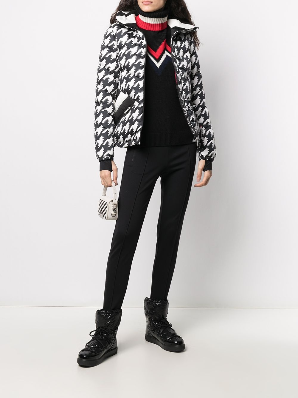 padded chevron jacket with houndstooth print - 2