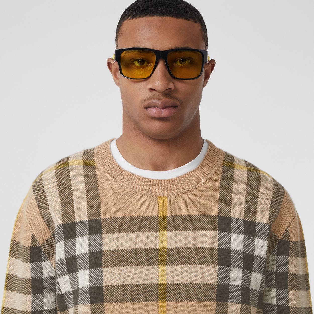 Check Cashmere Jacquard Sweater - 3