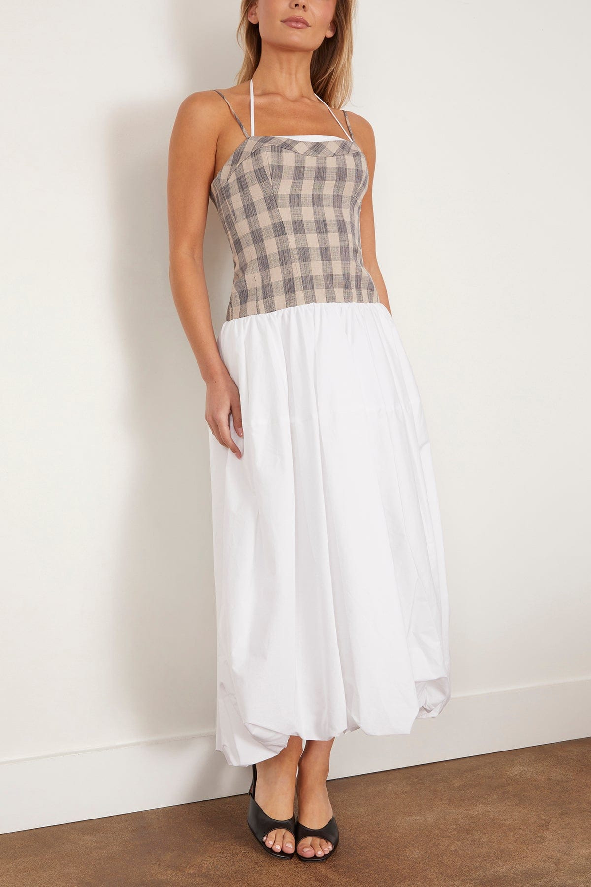 Pfeiffer Sleeveless Bustier Midi Dress in Midnight Gingham - 4