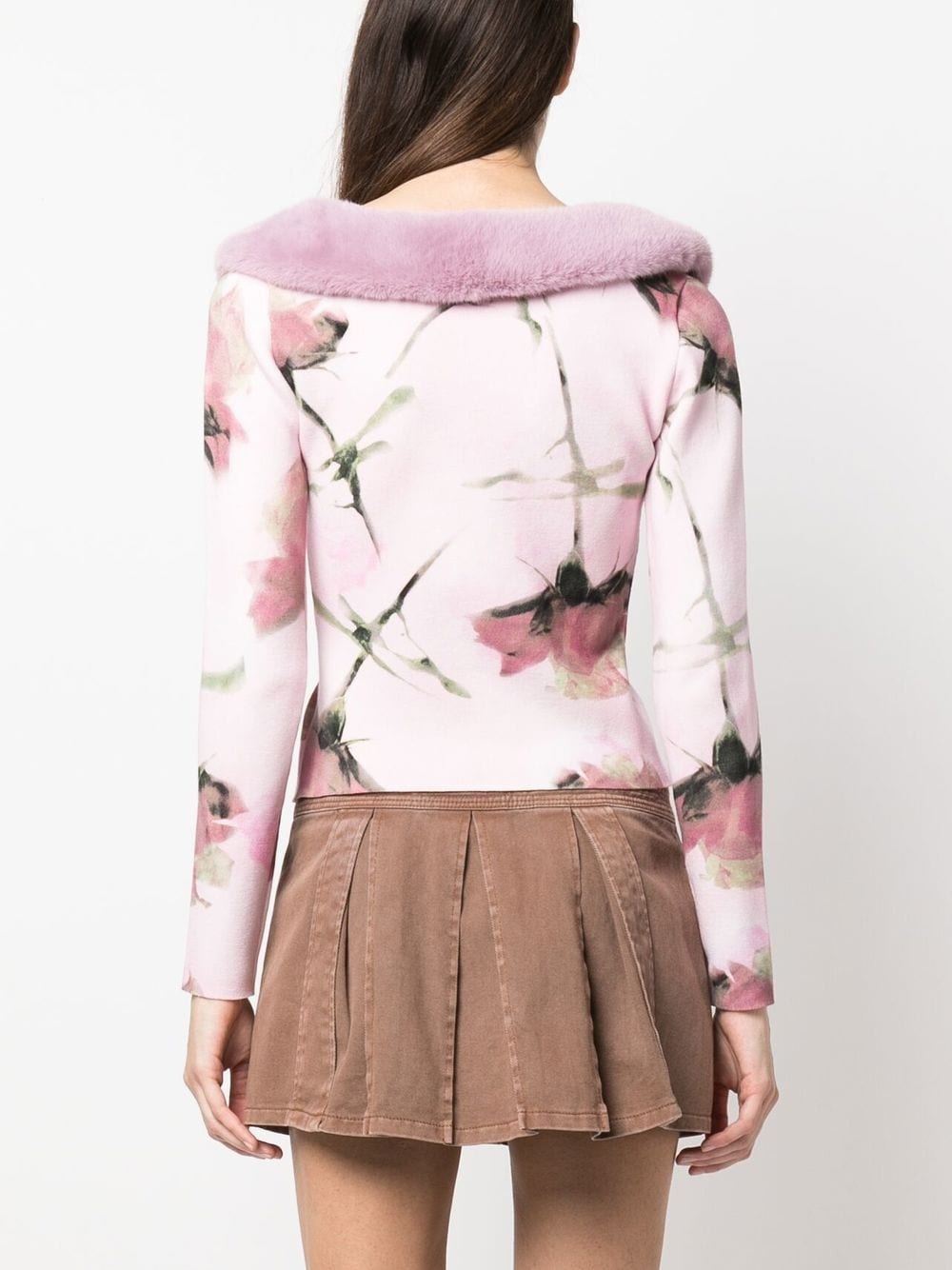 faux-fur collar knit cardigan - 8