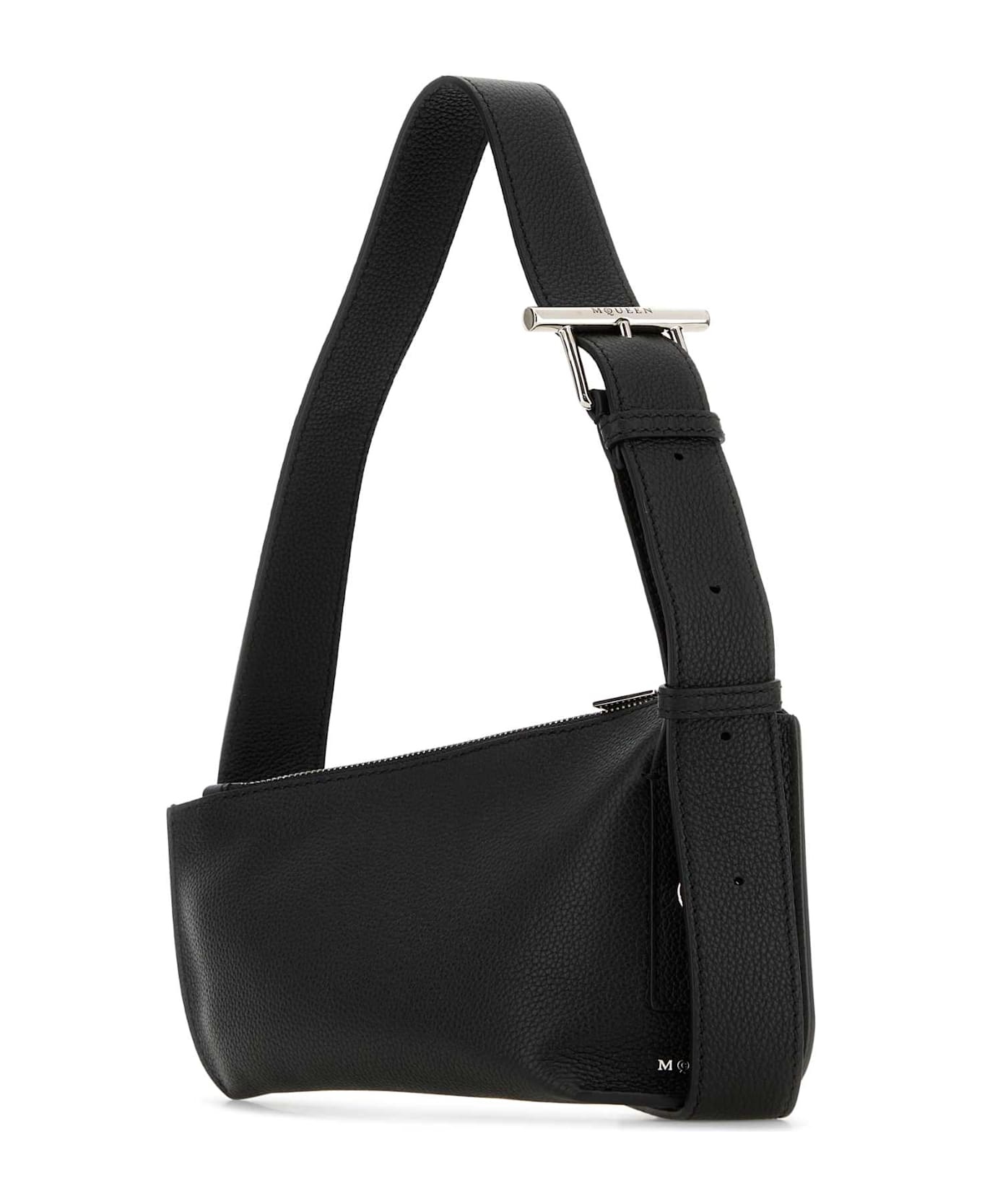 Black Leather Sling T-bar Crossbody Bag - 2